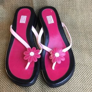 Arizona Pink/ Black Flower Sandals Flip flops 8M